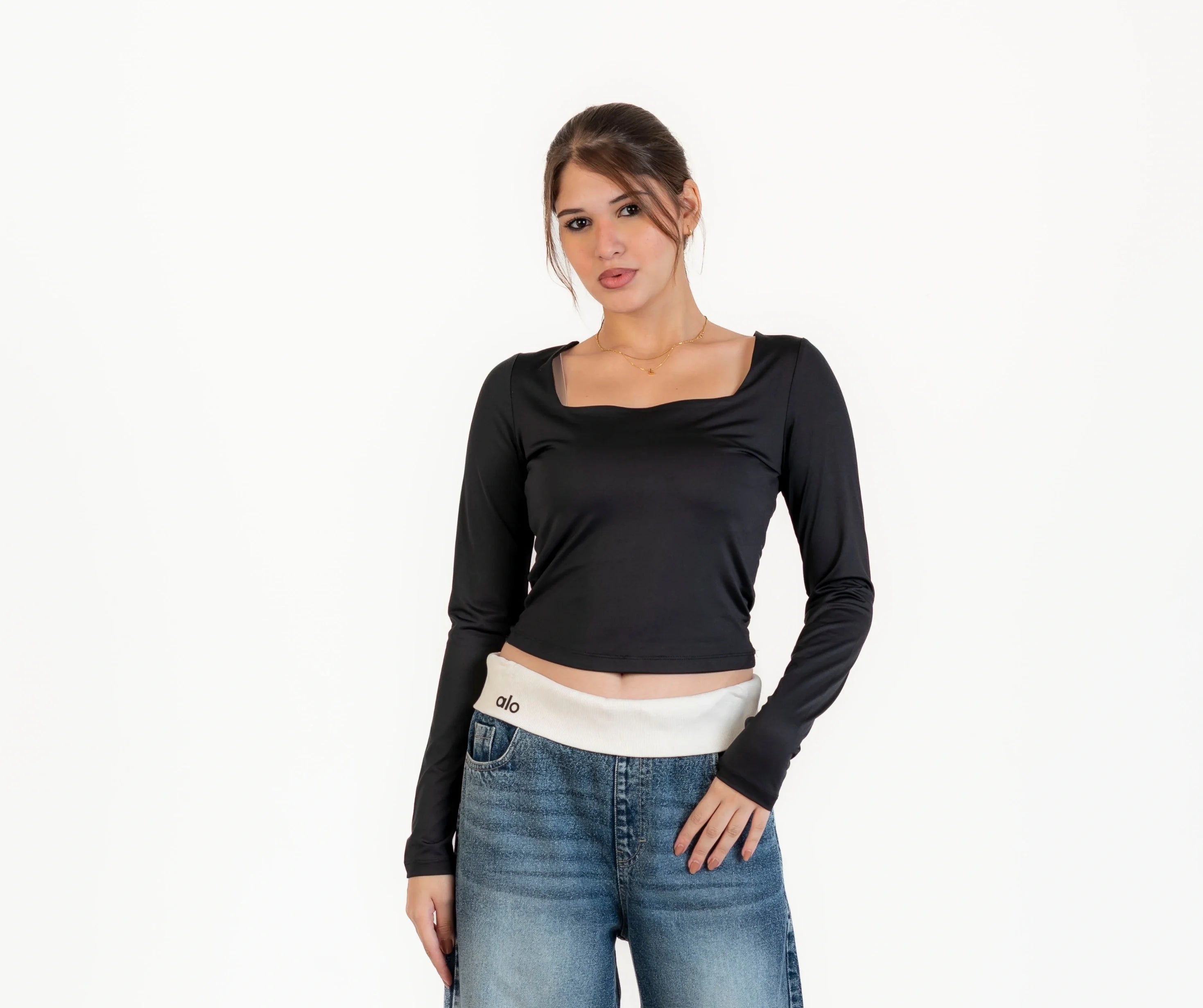 توب ليكرا كم طويل مربع مناسب للشتاء و الخريف