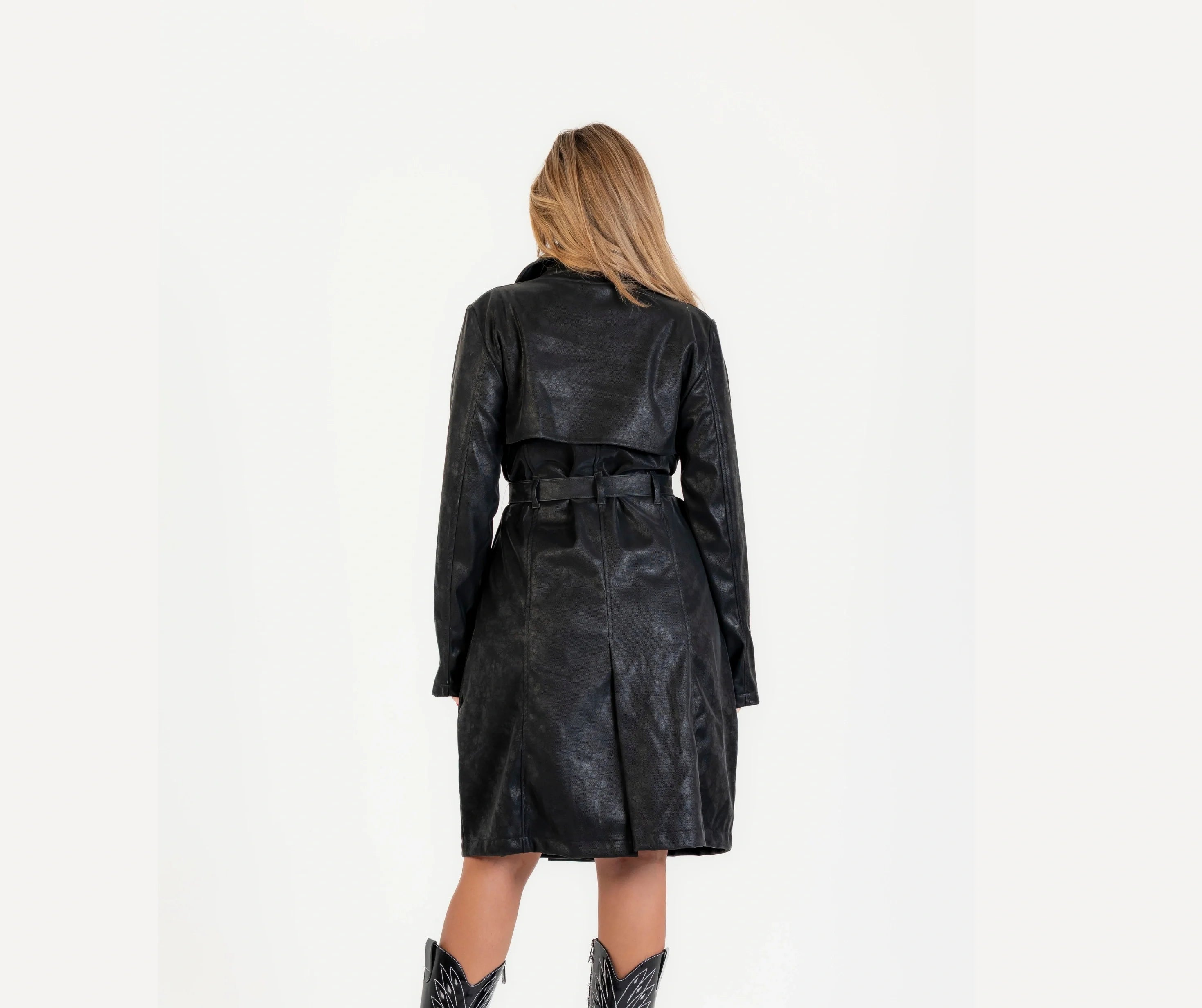 بالطو جلد ب حزام جلد 