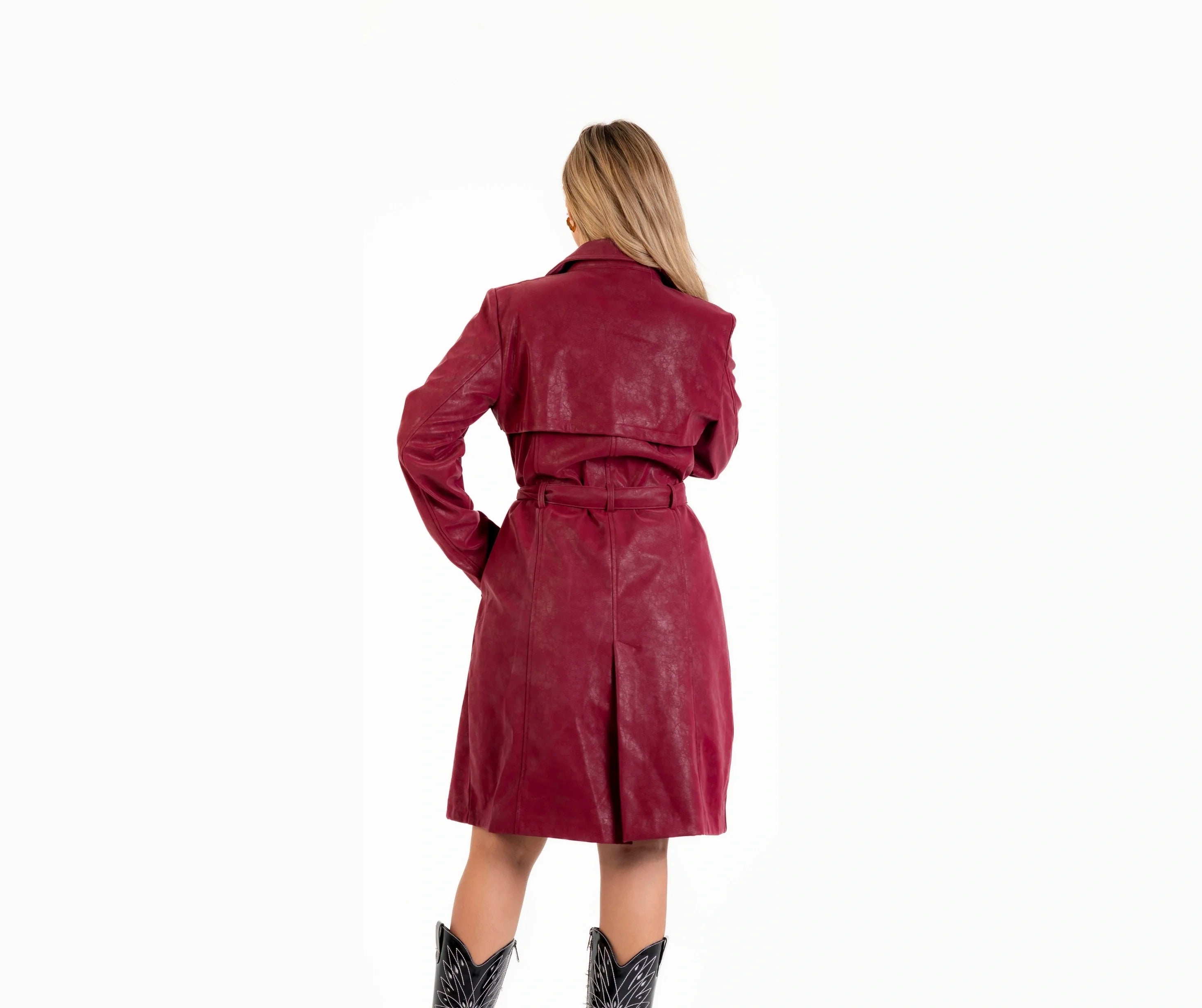 بالطو جلد ب حزام جلد 