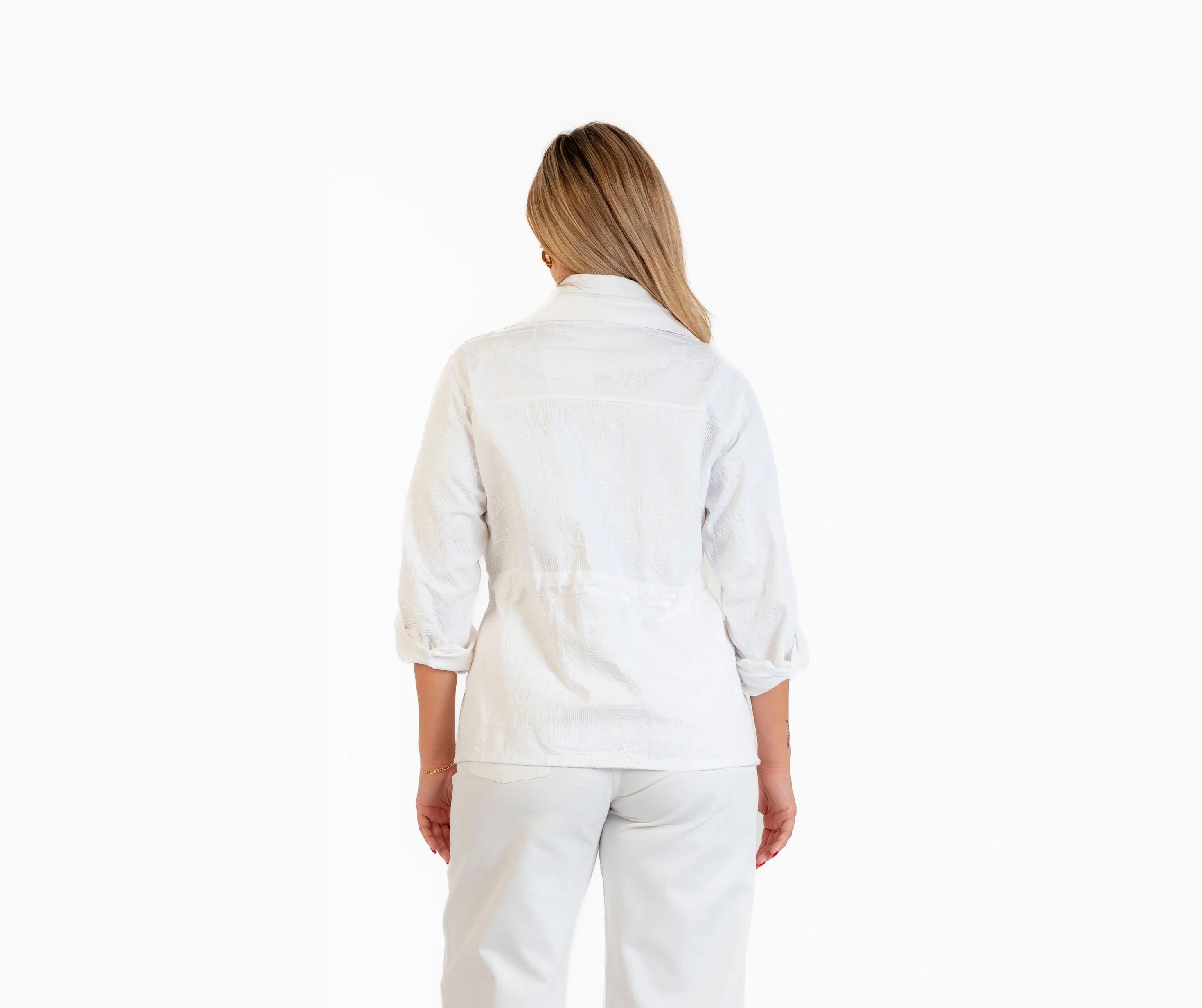 جاكيت جبردين للنساء تطريز, كم طويل , مناسبة للشتاء