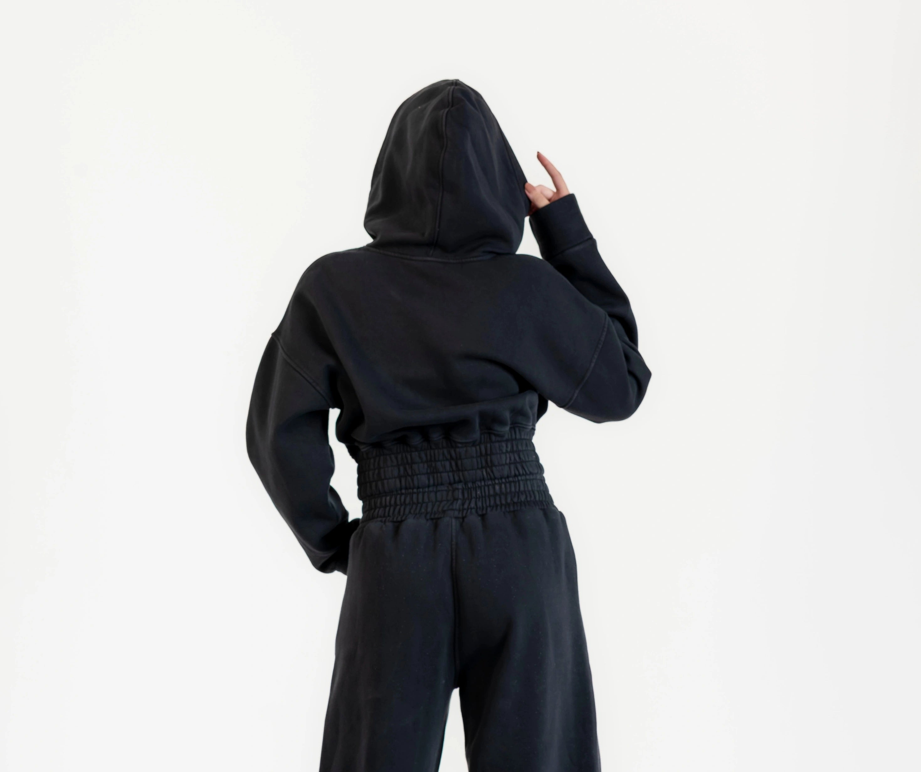 Milton winter set: Stomach zip-up sweatshirt and wide leg pants