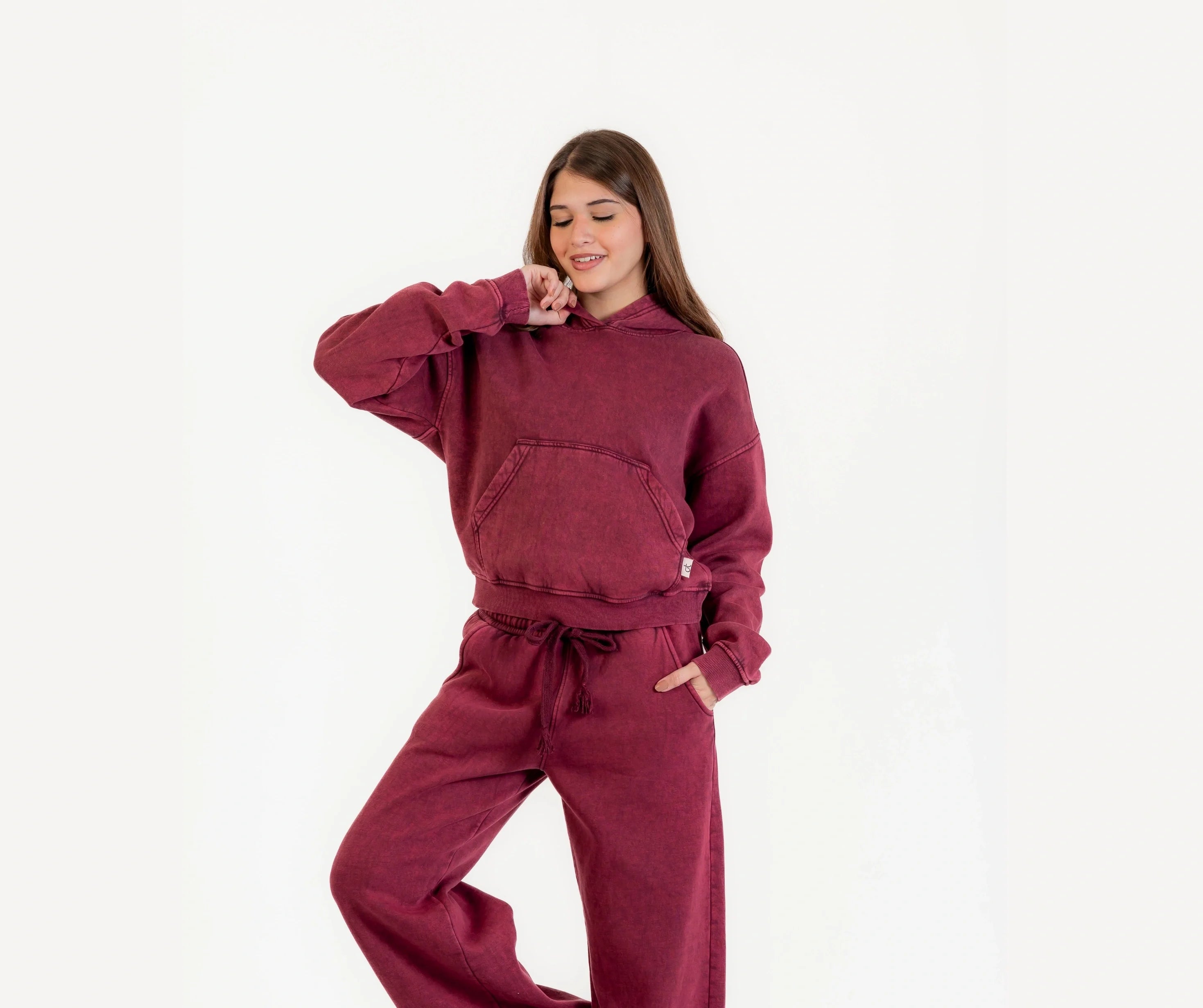 بدلة ميلتون للنساء مكونة من 2 قطعة: هودي جيب امامى وبنطلون وايد ليج ، مناسبة للشتاء