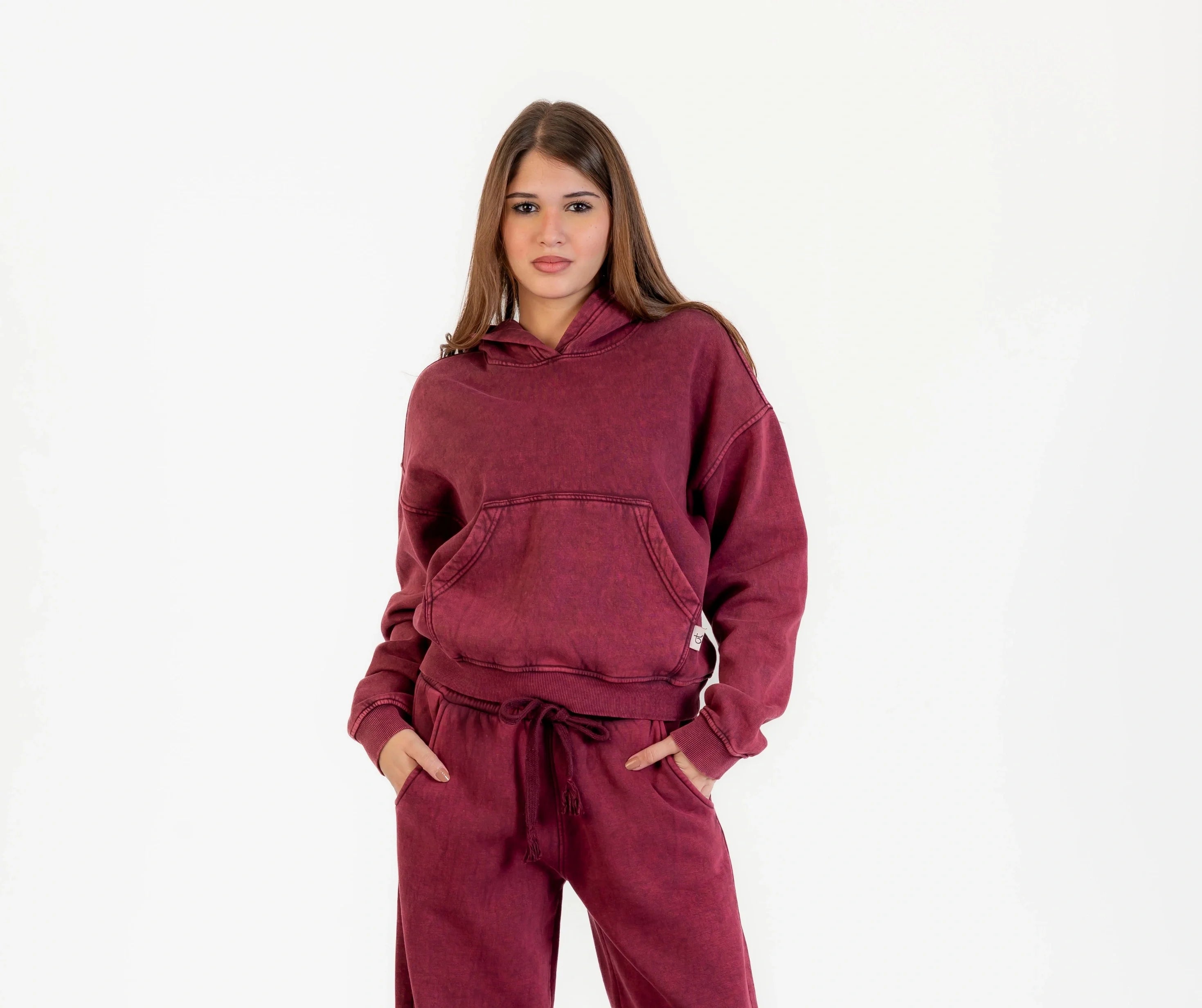 بدلة ميلتون للنساء مكونة من 2 قطعة: هودي جيب امامى وبنطلون وايد ليج ، مناسبة للشتاء