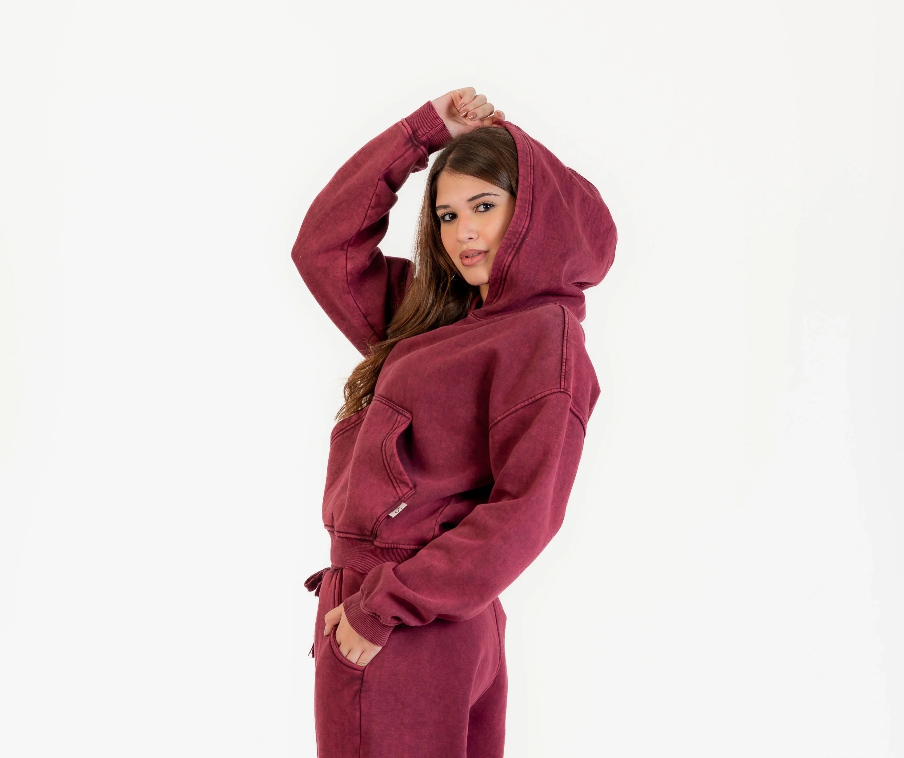 بدلة ميلتون للنساء مكونة من 2 قطعة: هودي جيب امامى وبنطلون وايد ليج ، مناسبة للشتاء