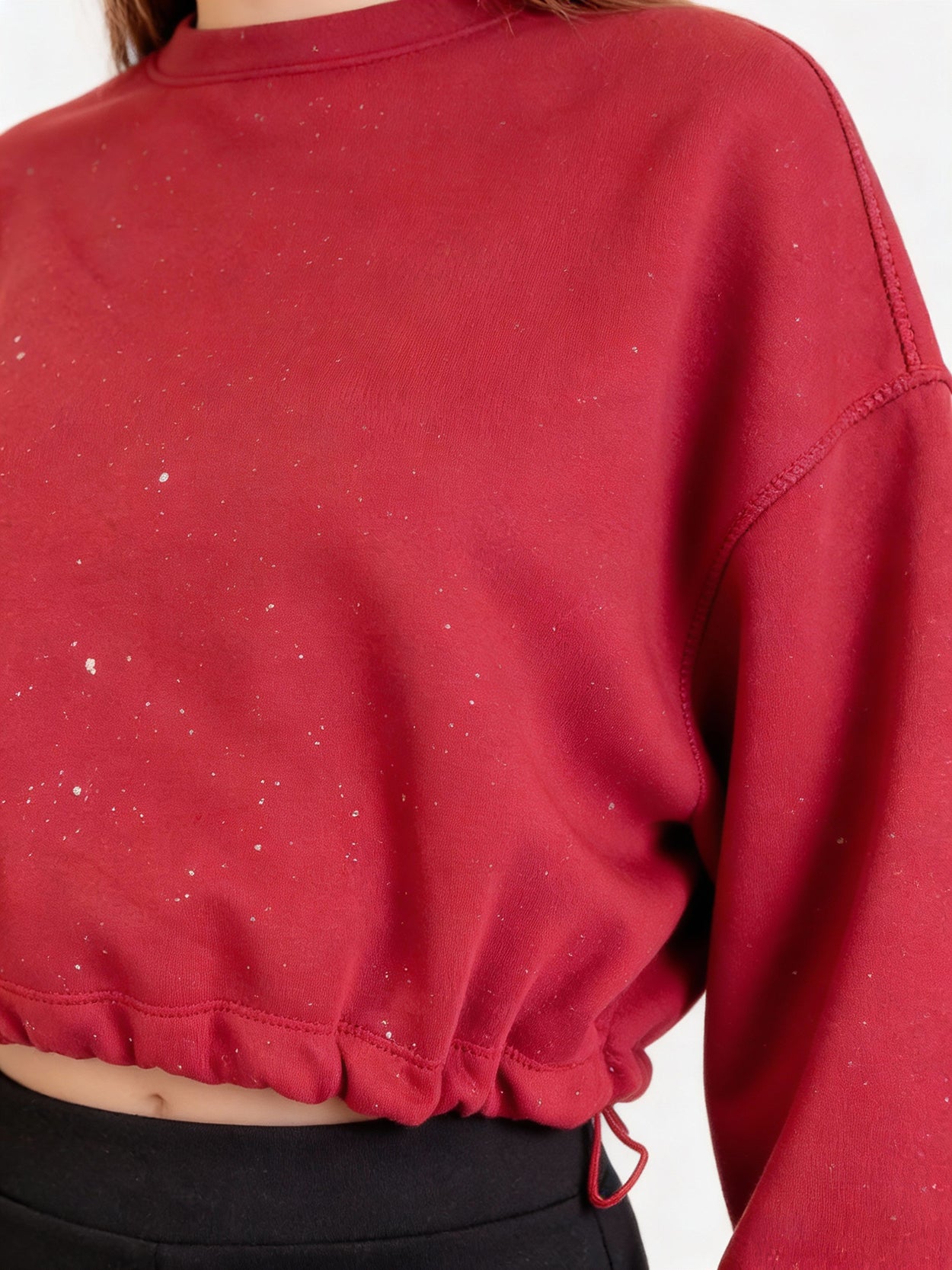 Women's Melton sweatshirt, elastic waistband, suitable for winter