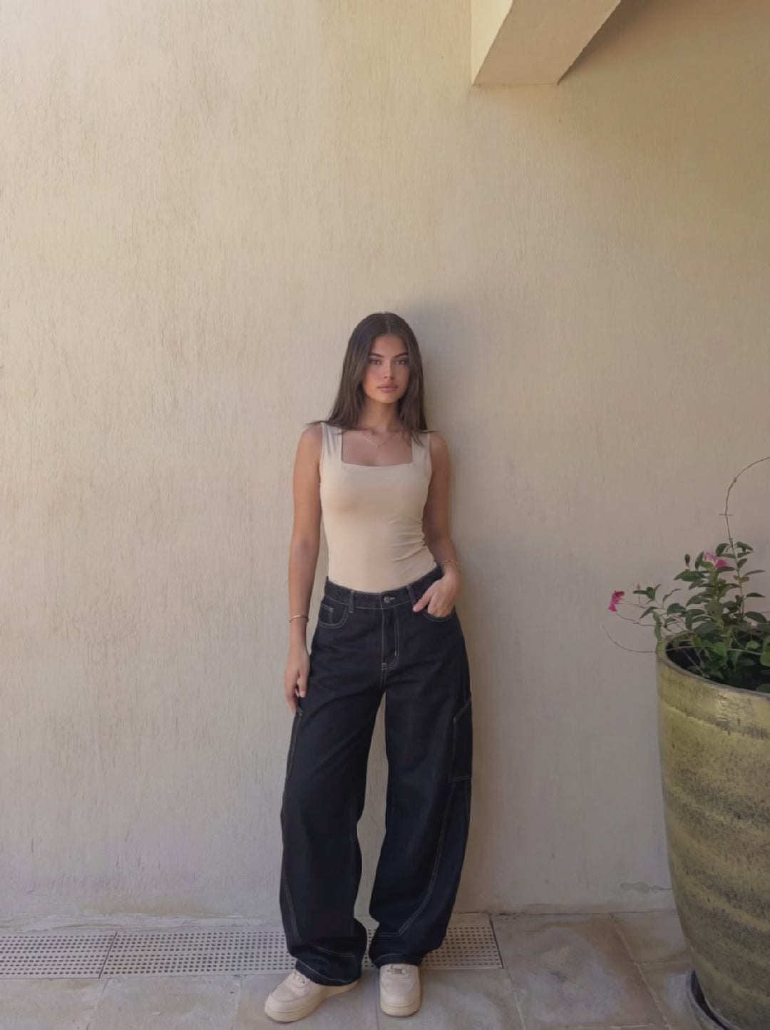 Wide leg balloon jeans